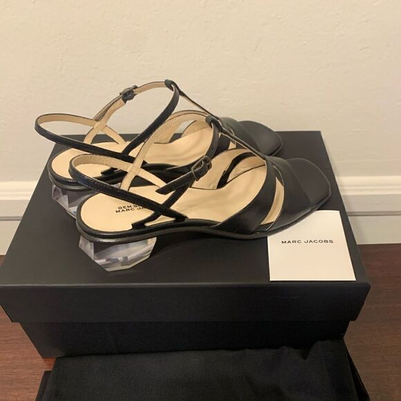 Marc Jacob the gem heel leather t stripe sandal size 6,5-7; EU 37💥, NWT - Picture 2 of 13